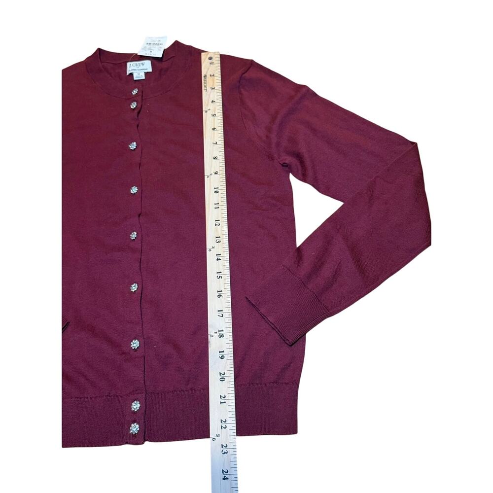 J.Crew Classic Burgundy Cardigan Sweater Jeweled Buttons Size Medium NWT - Picture 6 of 7